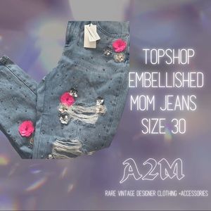 Topshop Embellished Mom Jeans Size 30 NWT